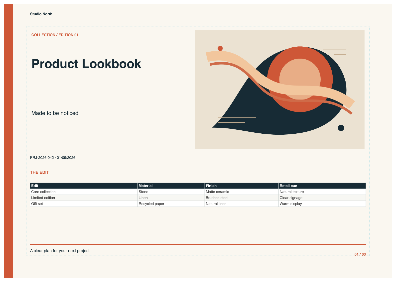 Product lookbook rendered by InkSmith